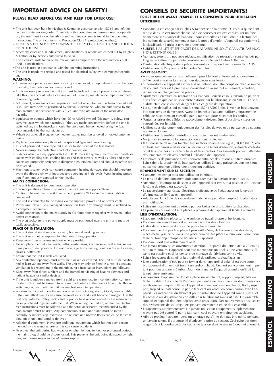 Important advice on safety | Hughes & Kettner ATTAX 100 User Manual | Page 3 / 48