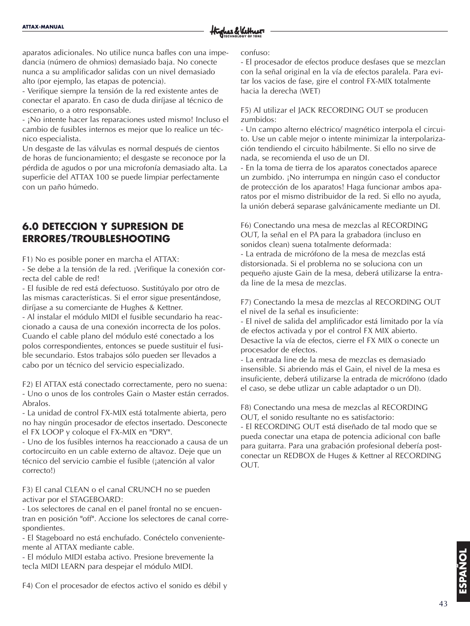 Hughes & Kettner ATTAX 100 User Manual | Page 43 / 48