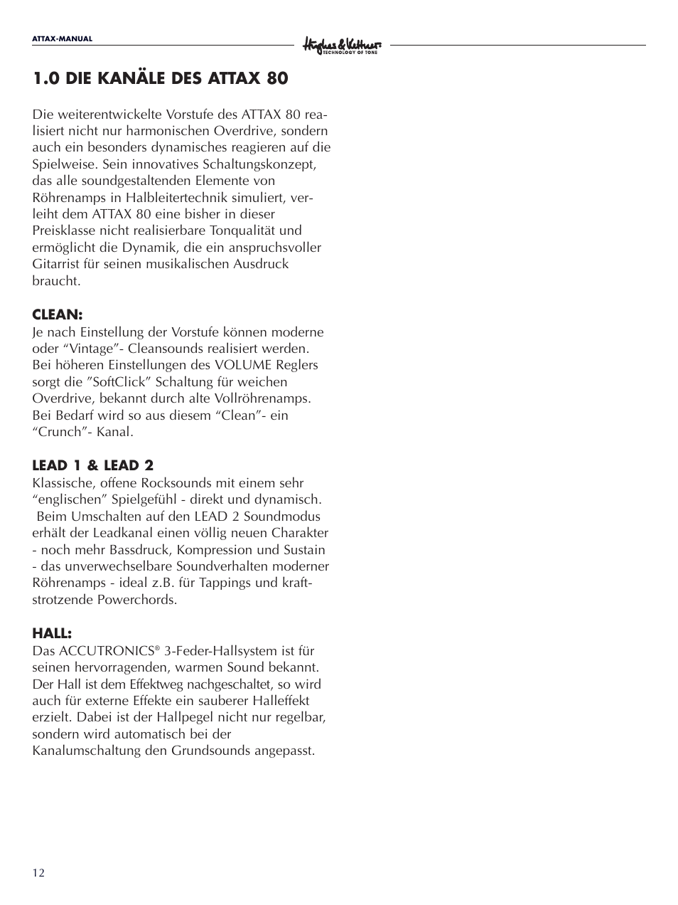 0 die kanäle des attax 80 | Hughes & Kettner Attax 80 User Manual | Page 12 / 36
