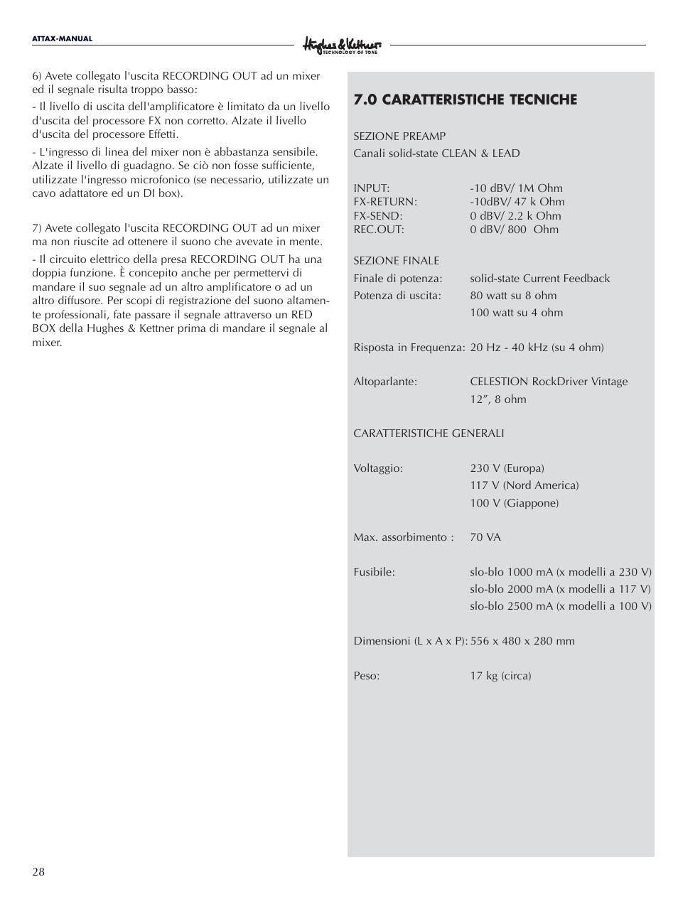 Hughes & Kettner Attax 80 User Manual | Page 28 / 36