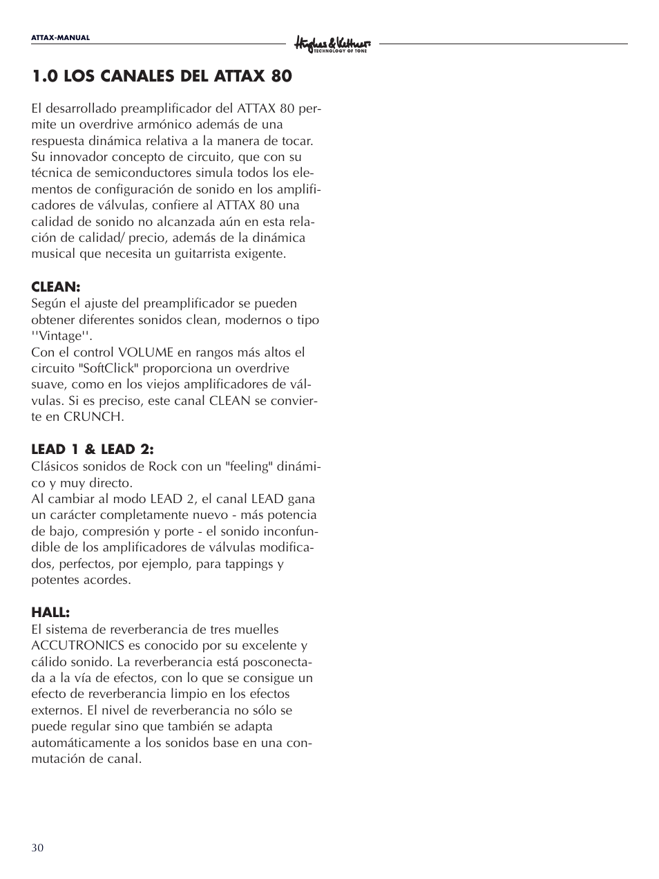 0 los canales del attax 80 | Hughes & Kettner Attax 80 User Manual | Page 30 / 36