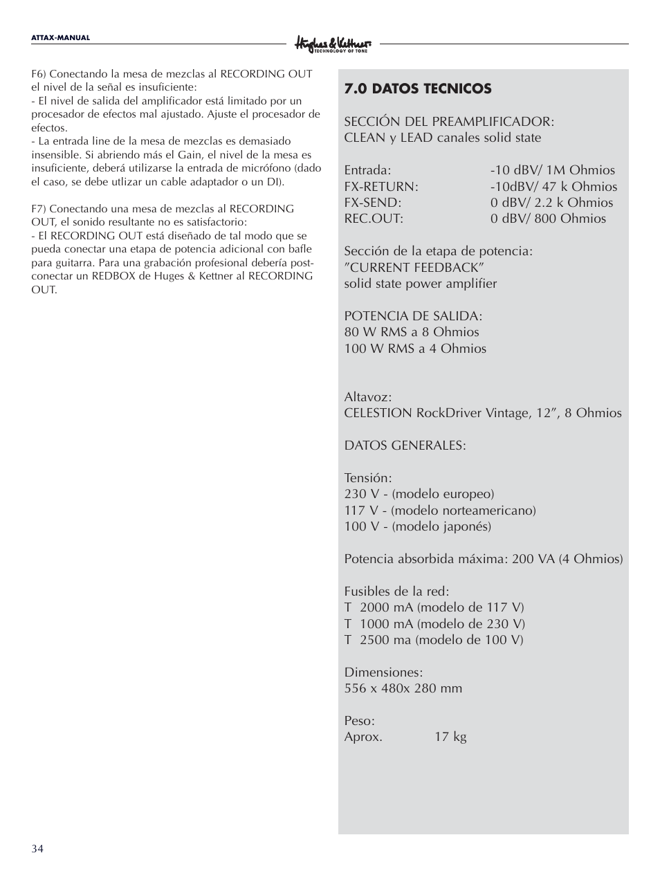 Hughes & Kettner Attax 80 User Manual | Page 34 / 36
