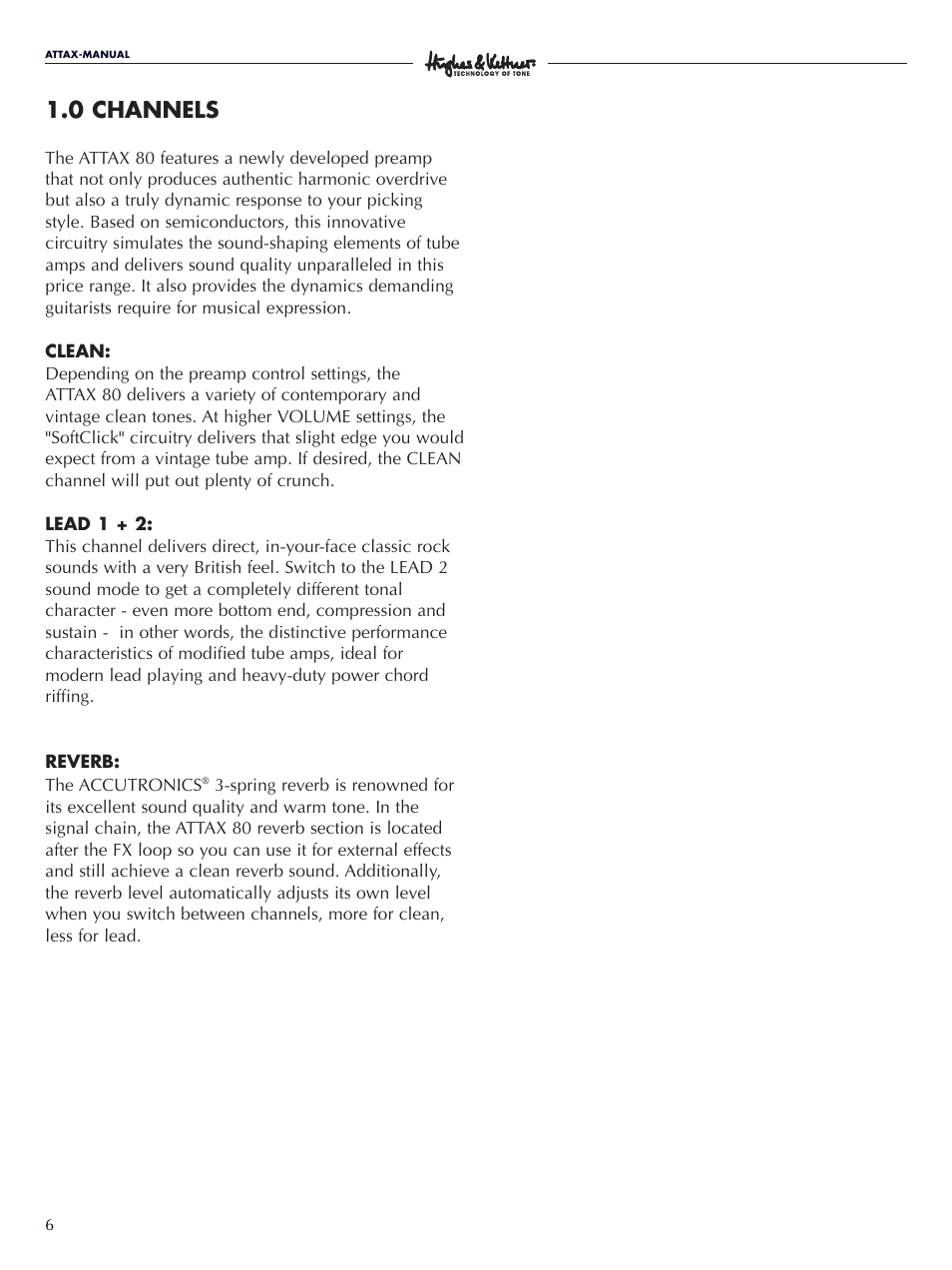 0 channels | Hughes & Kettner Attax 80 User Manual | Page 6 / 36