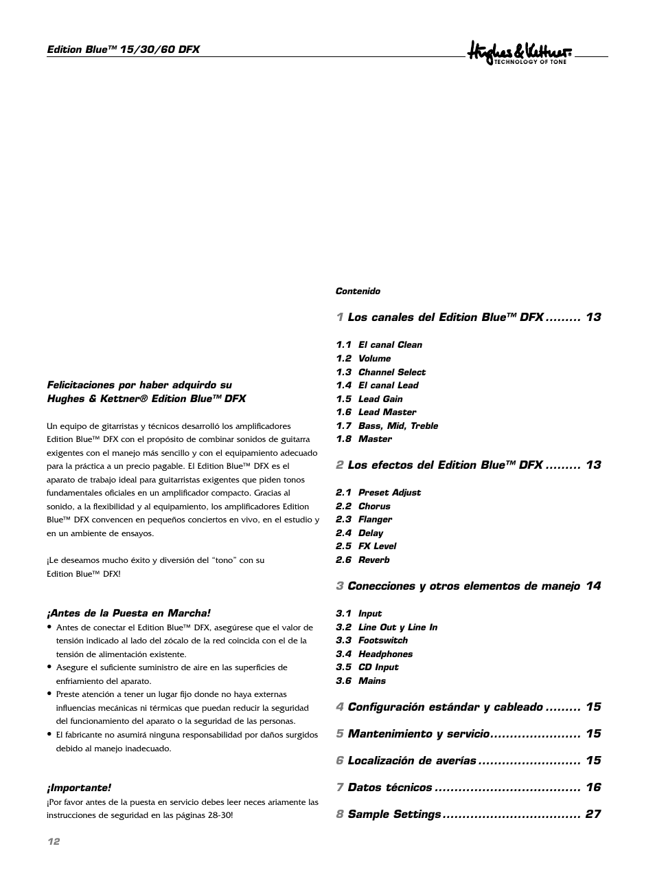 Hughes & Kettner DFX User Manual | Page 12 / 32