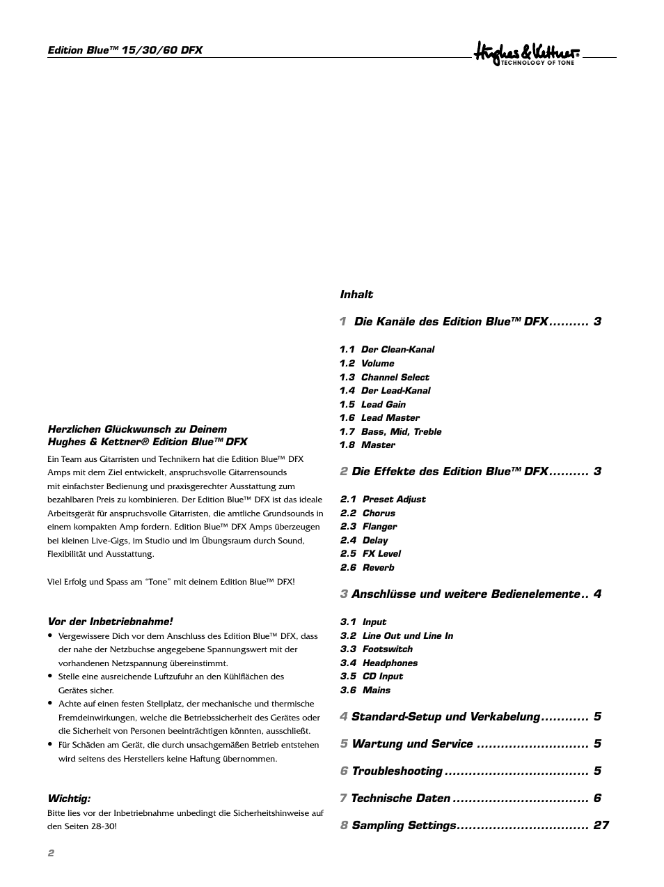 Hughes & Kettner DFX User Manual | Page 2 / 32