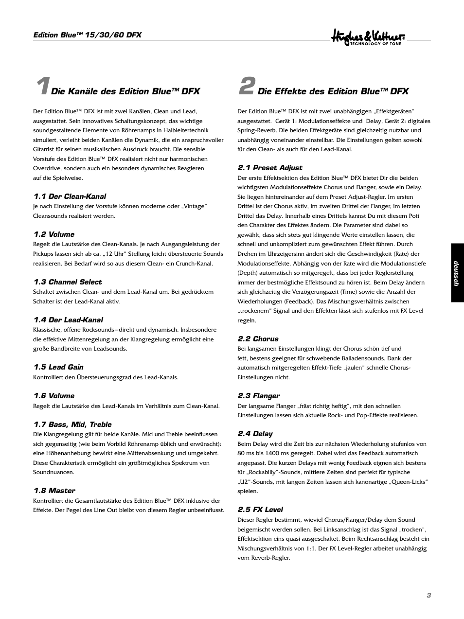 Hughes & Kettner DFX User Manual | Page 3 / 32