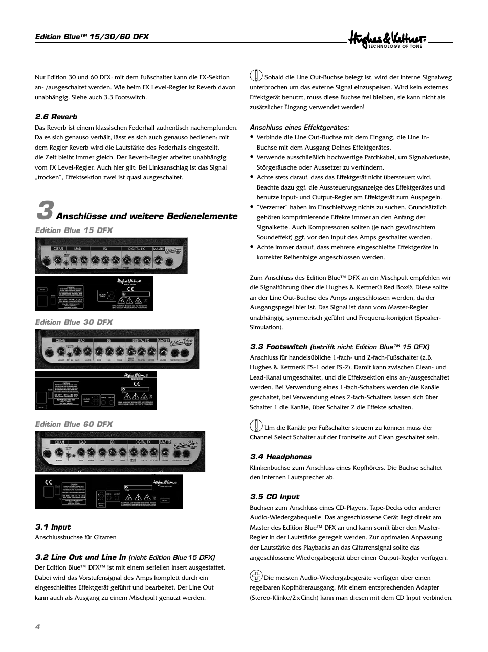 Hughes & Kettner DFX User Manual | Page 4 / 32