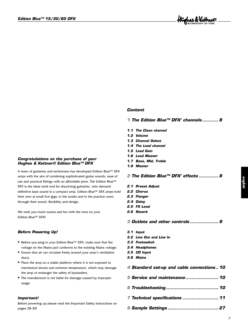 Hughes & Kettner DFX User Manual | Page 7 / 32