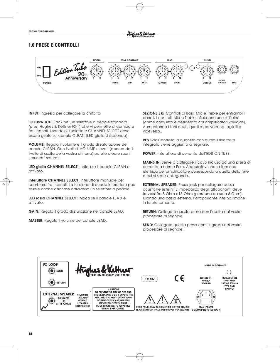 0 prese e controlli | Hughes & Kettner warp x 117V modell User Manual | Page 18 / 32