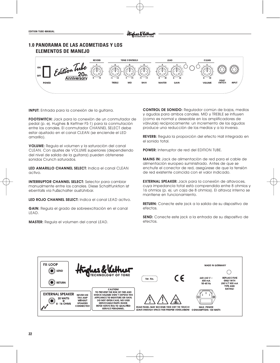 Hughes & Kettner warp x 117V modell User Manual | Page 22 / 32