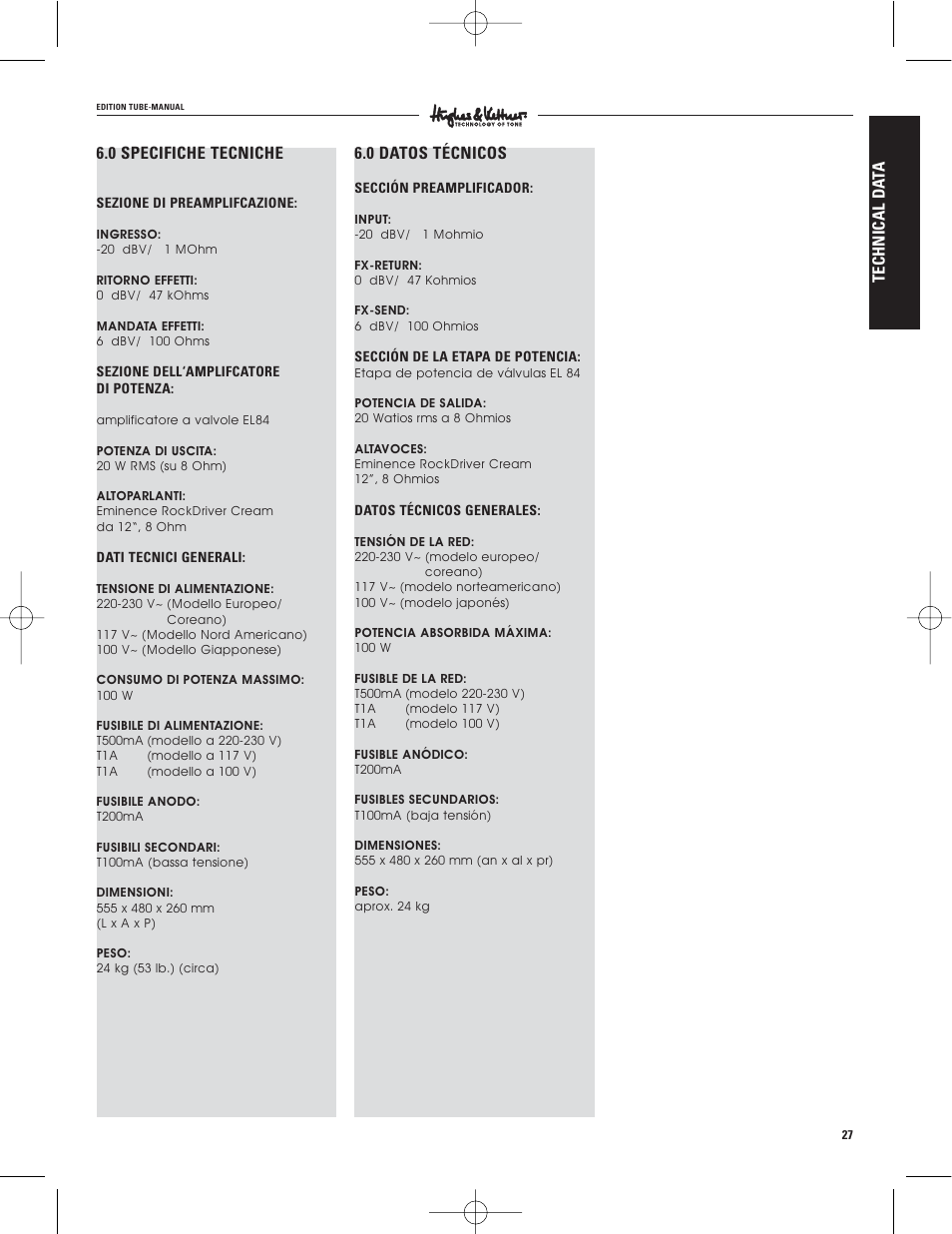 Hughes & Kettner warp x 117V modell User Manual | Page 27 / 32