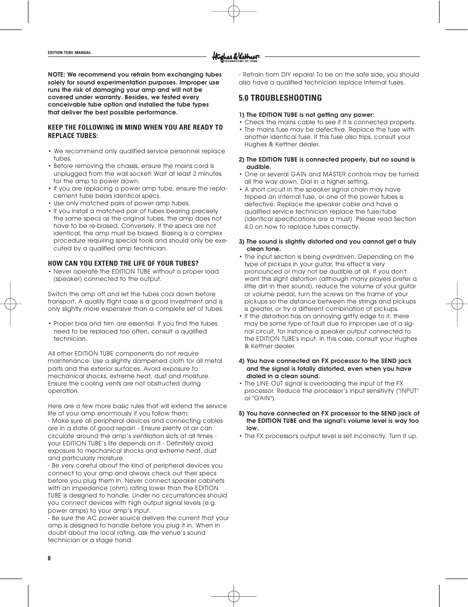 0 troubleshooting | Hughes & Kettner warp x 117V modell User Manual | Page 8 / 32