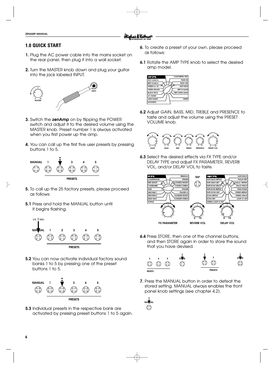 0 quick start | Hughes & Kettner ZenAmp User Manual | Page 3 / 13