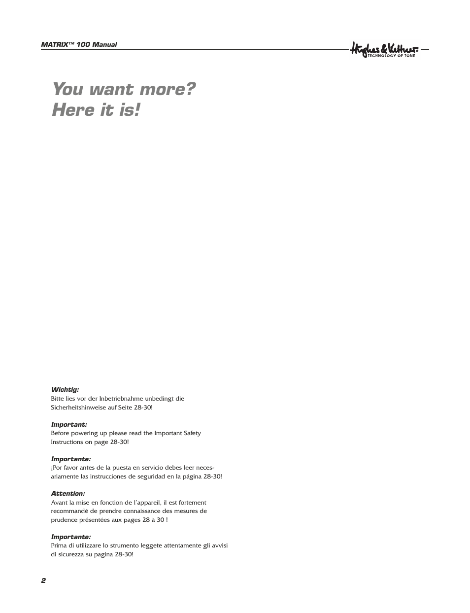 You want more? here it is | Hughes & Kettner Matrix 100 User Manual | Page 2 / 32
