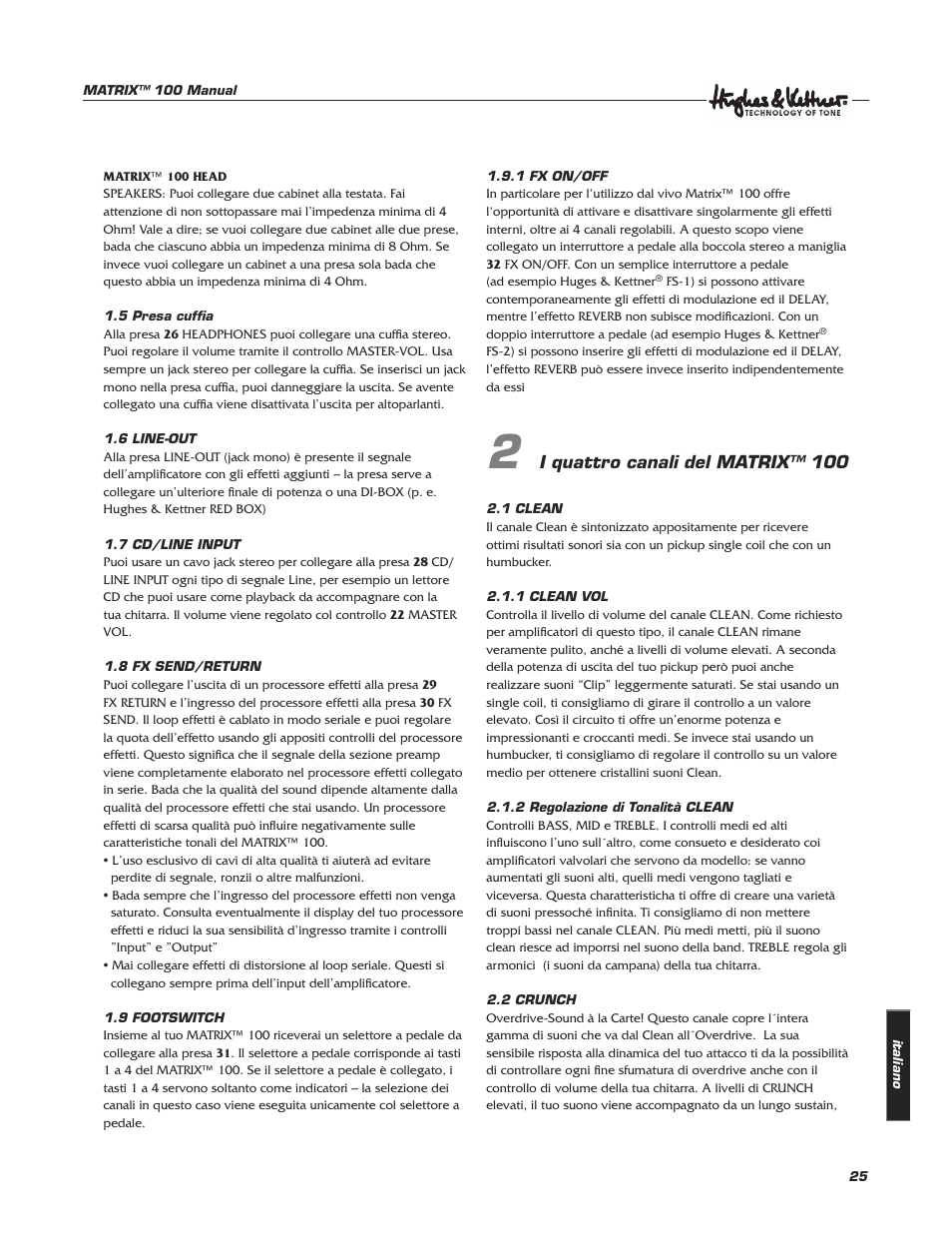 Hughes & Kettner Matrix 100 User Manual | Page 25 / 32