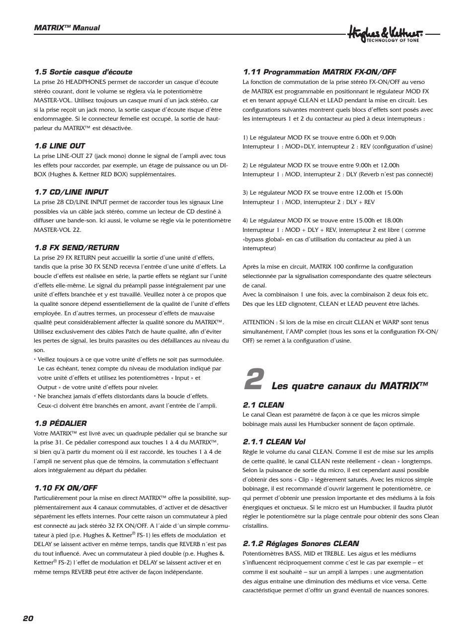 Hughes & Kettner 100 Combo User Manual | Page 20 / 32