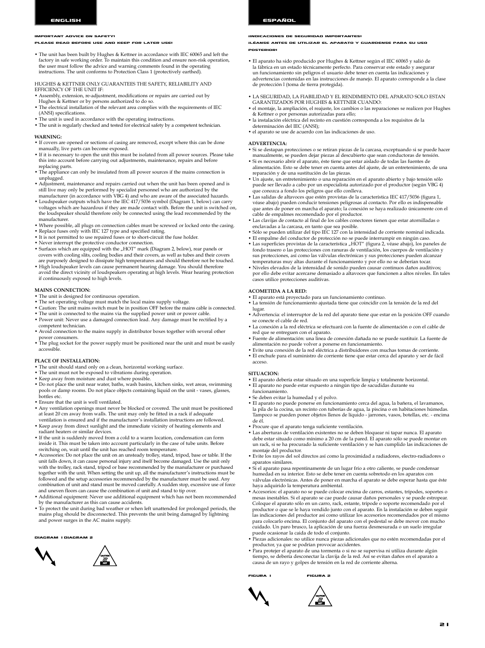 English español | Hughes & Kettner Bass Kick 100 User Manual | Page 21 / 24