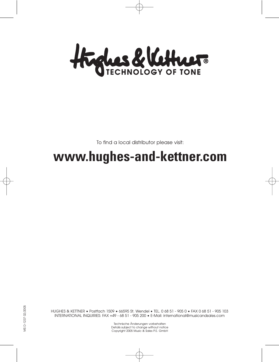 Hughes & Kettner Tape Delay Simulator User Manual | Page 16 / 16