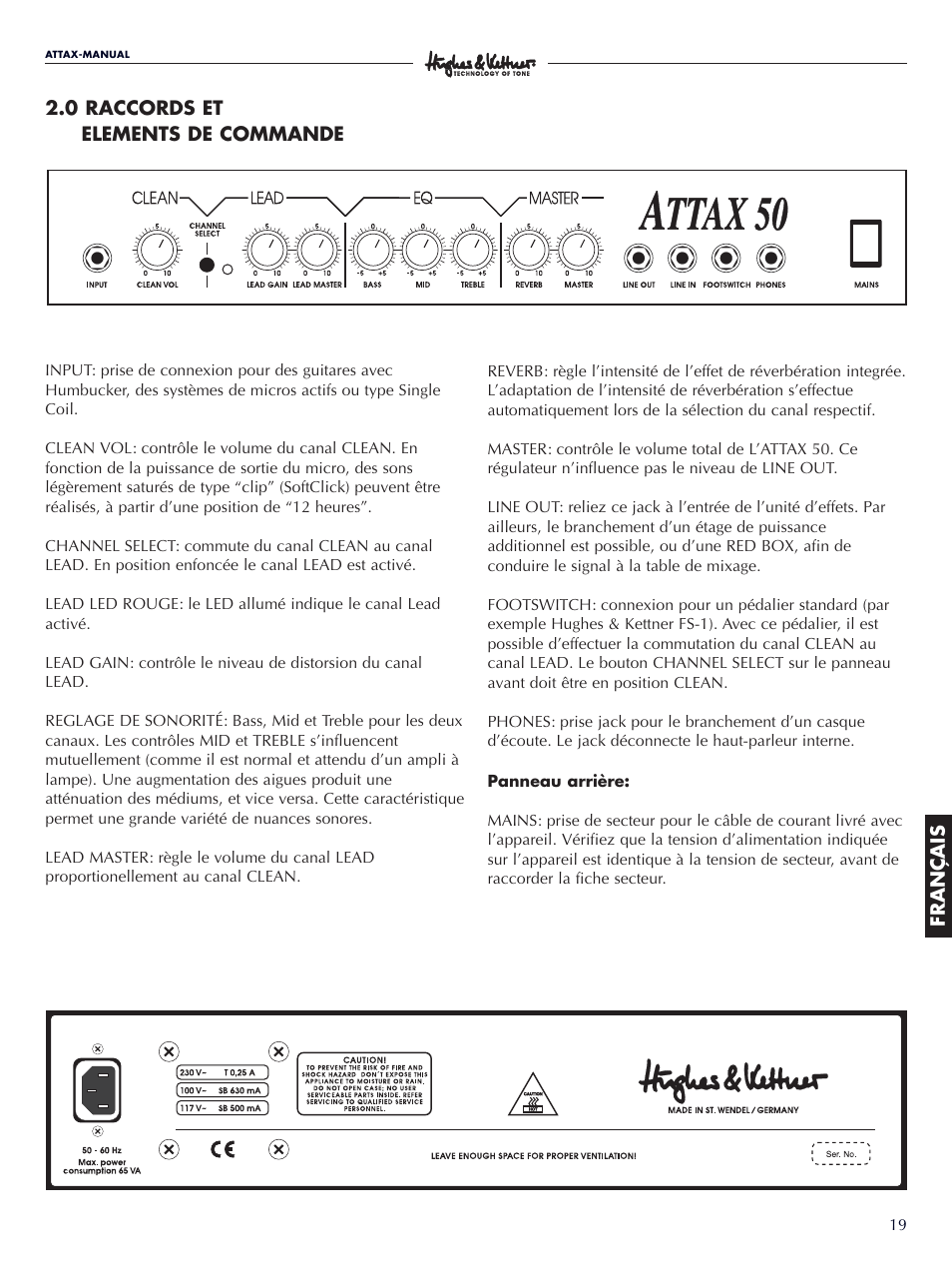 Hughes & Kettner ATTAX 50 User Manual | Page 19 / 36