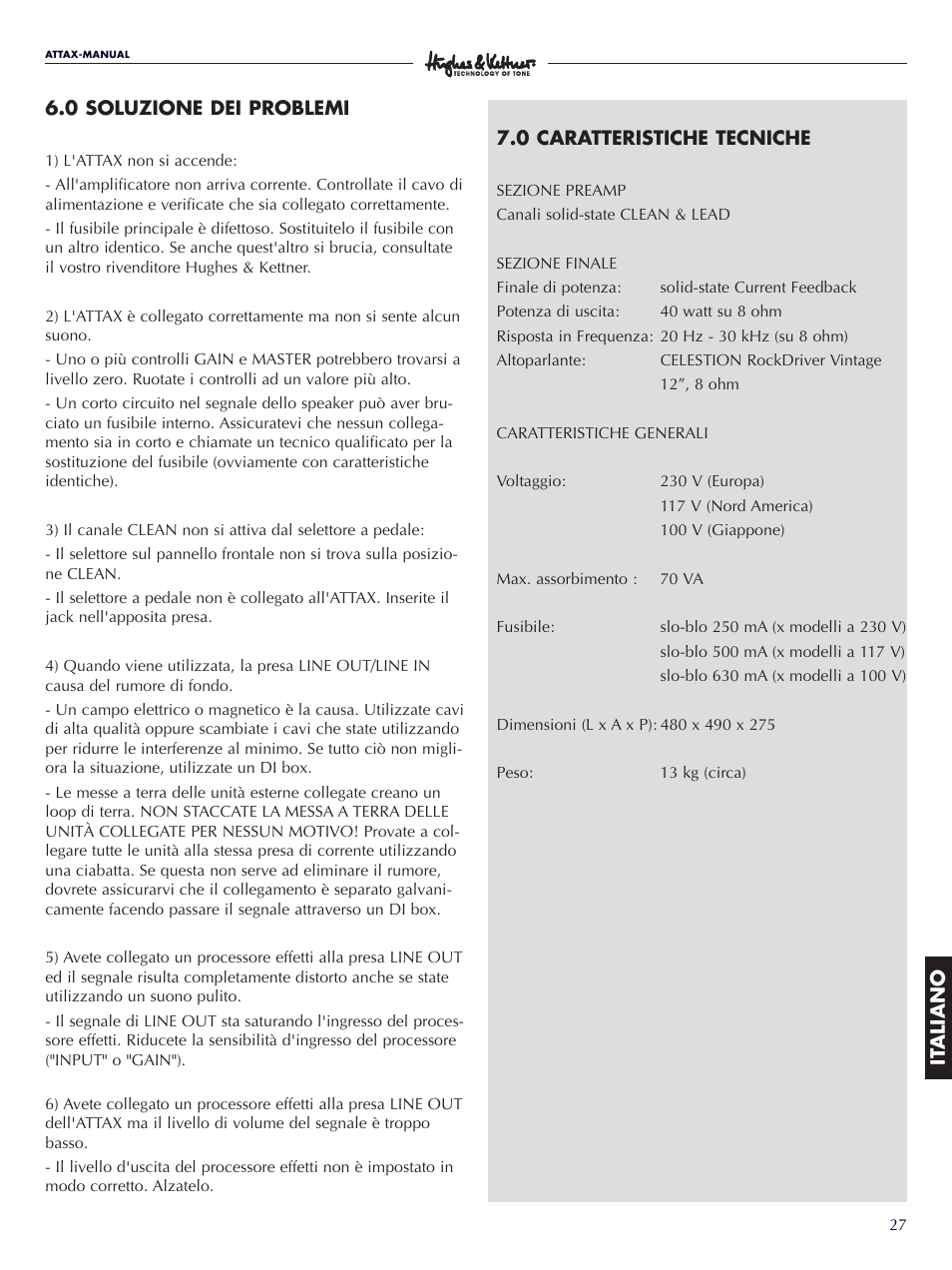 Hughes & Kettner ATTAX 50 User Manual | Page 27 / 36