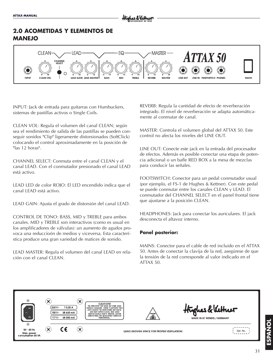 Hughes & Kettner ATTAX 50 User Manual | Page 31 / 36