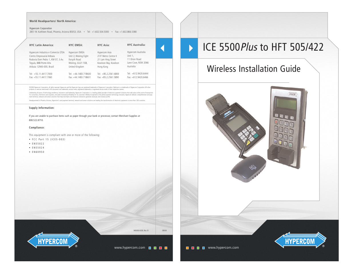 Hypercom Terminal HFT 505/422 User Manual | 2 pages
