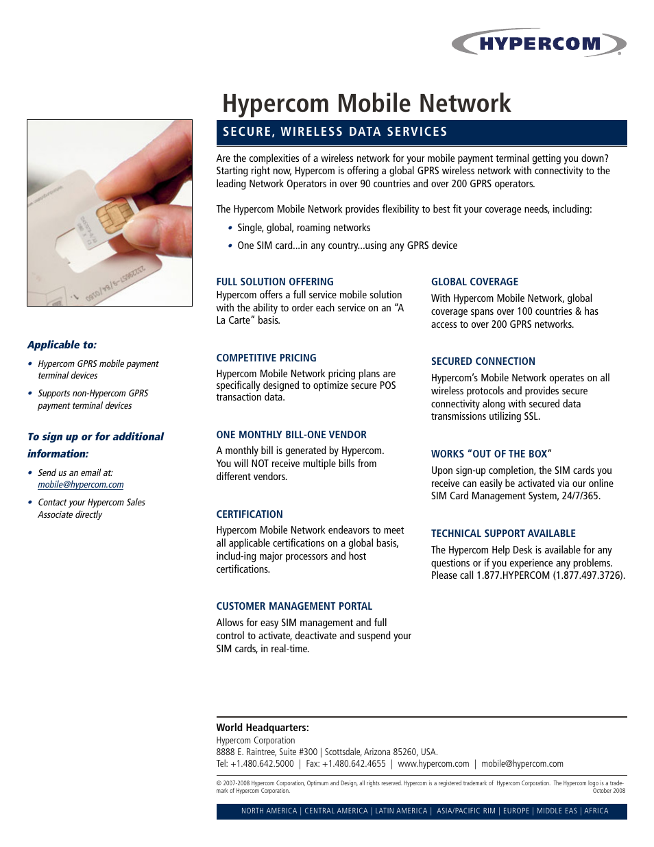 Hypercom Mobile Network User Manual | 1 page
