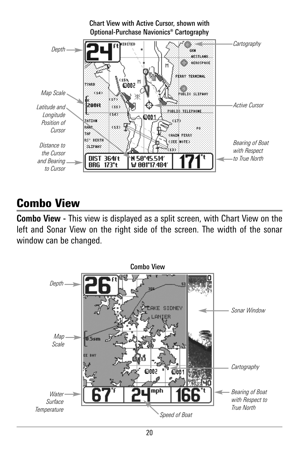 Combo view | Humminbird 580 User Manual | Page 27 / 134