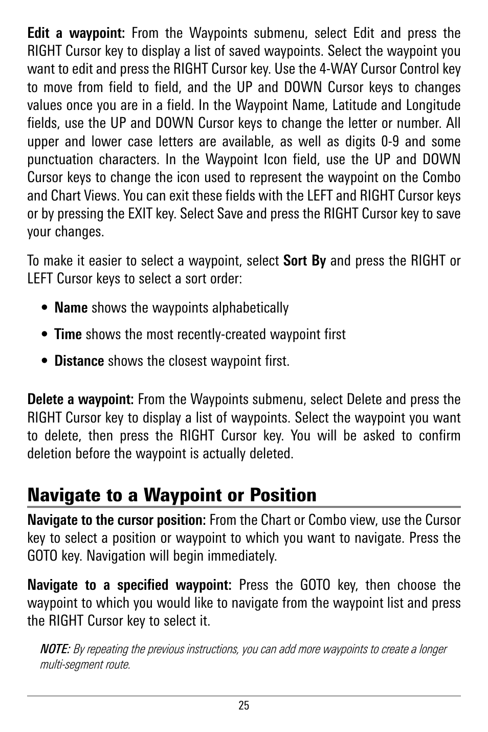 Navigate to a waypoint or position | Humminbird 580 User Manual | Page 32 / 134