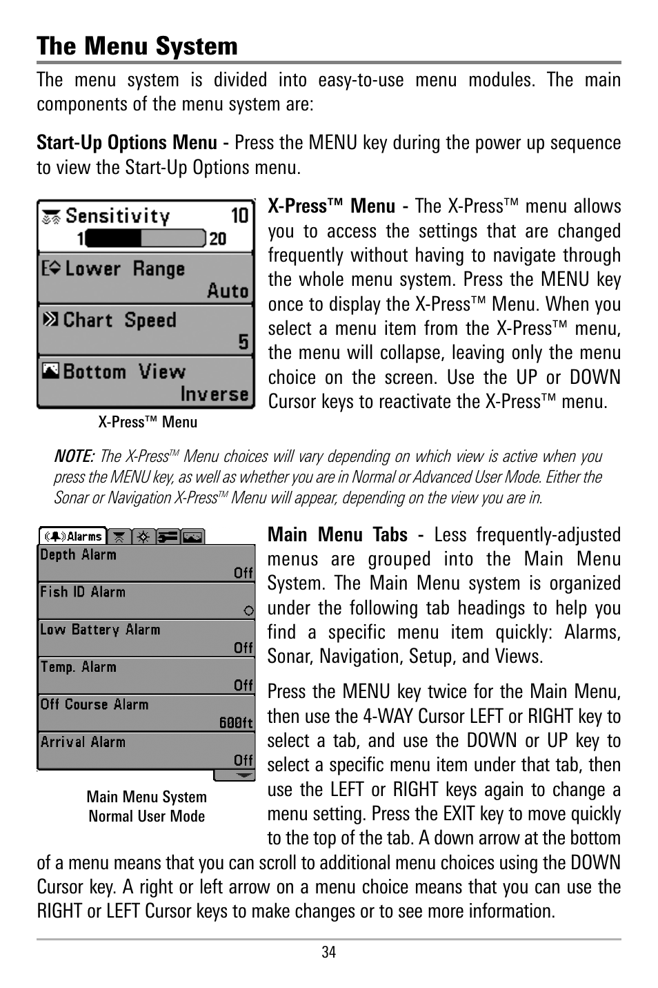 The menu system | Humminbird 580 User Manual | Page 41 / 134