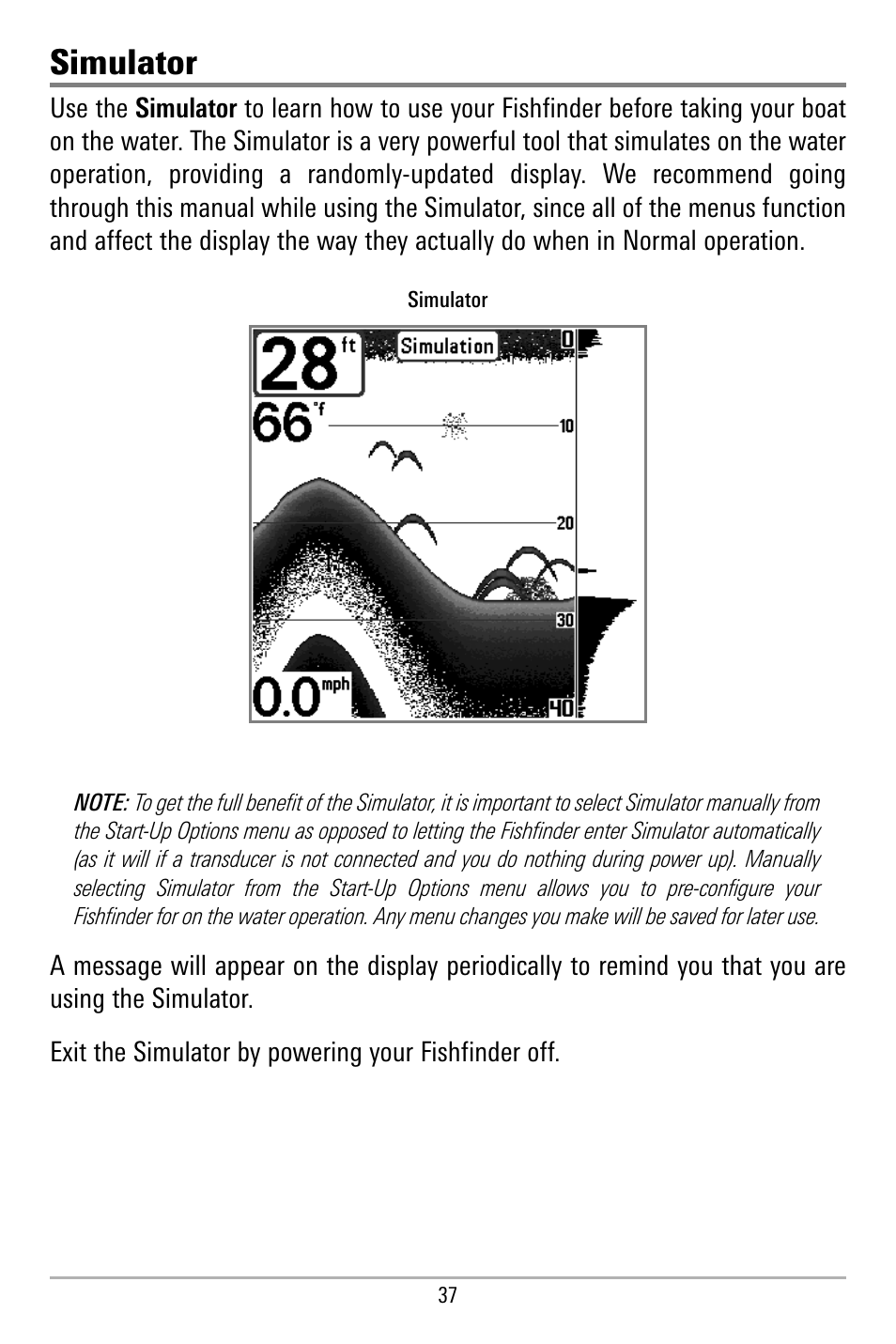 Simulator | Humminbird 580 User Manual | Page 44 / 134