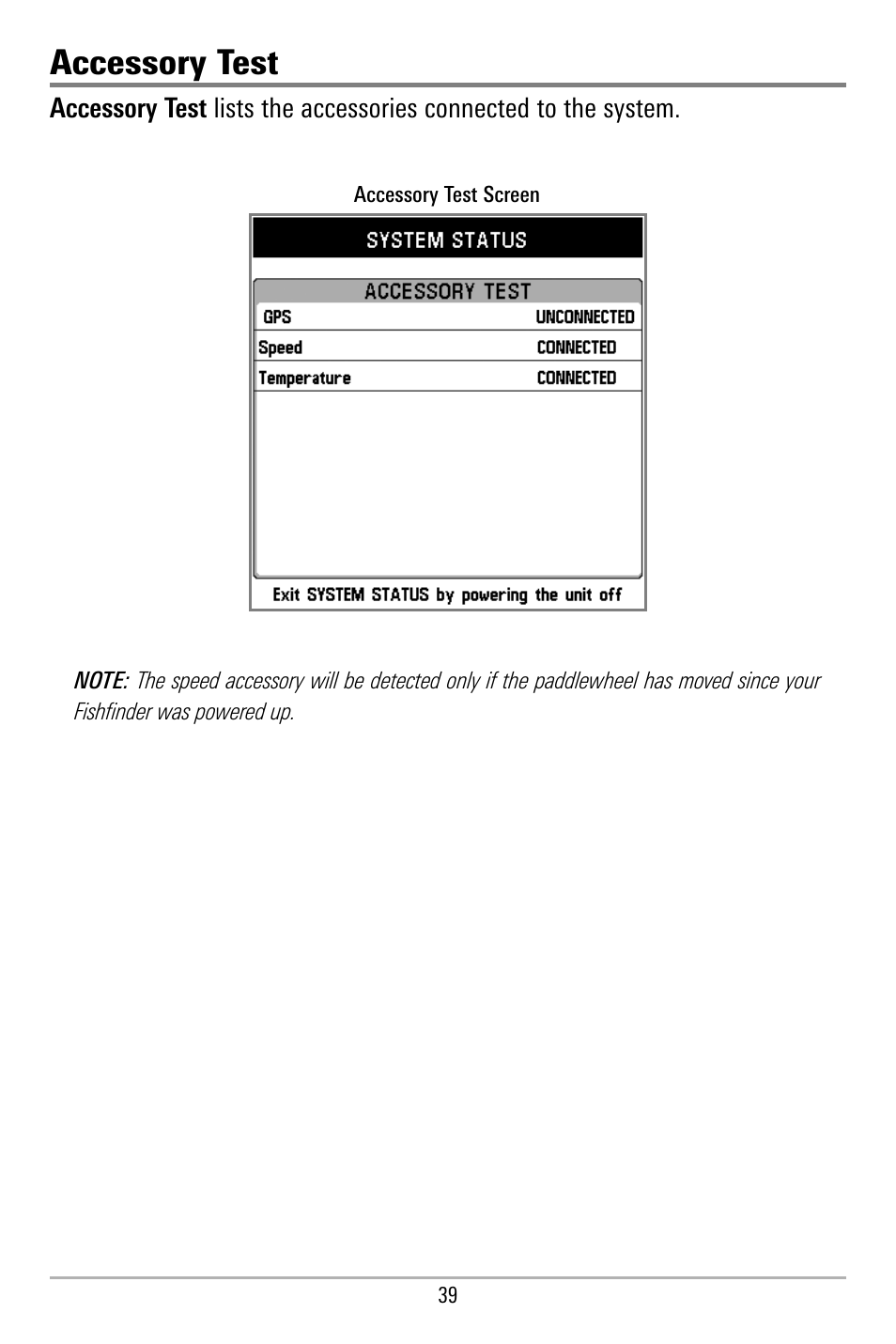 Accessory test | Humminbird 580 User Manual | Page 46 / 134