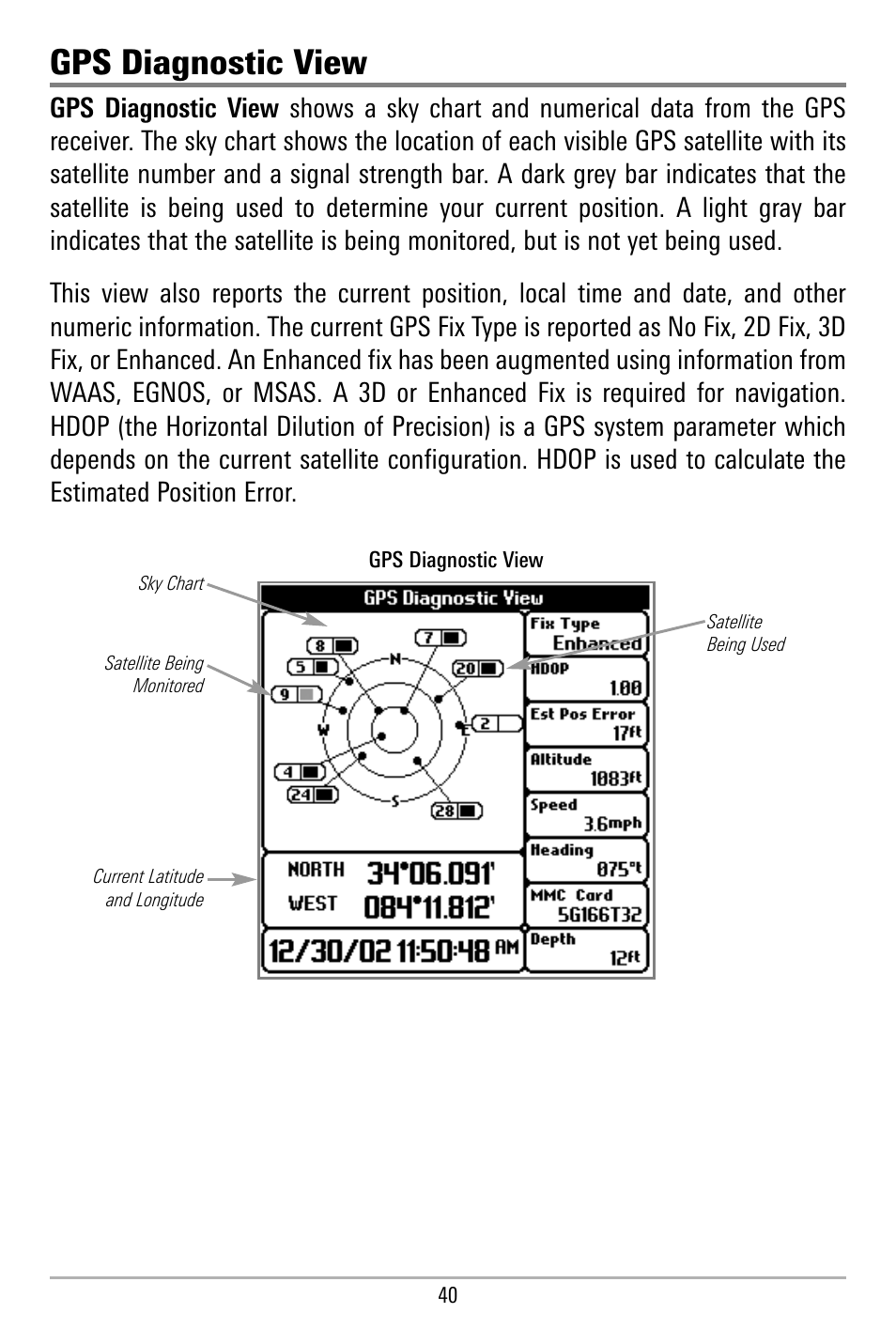 Gps diagnostic view | Humminbird 580 User Manual | Page 47 / 134