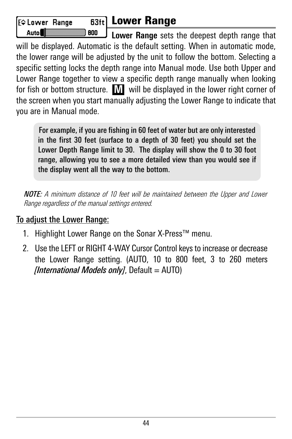 Lower range | Humminbird 580 User Manual | Page 51 / 134