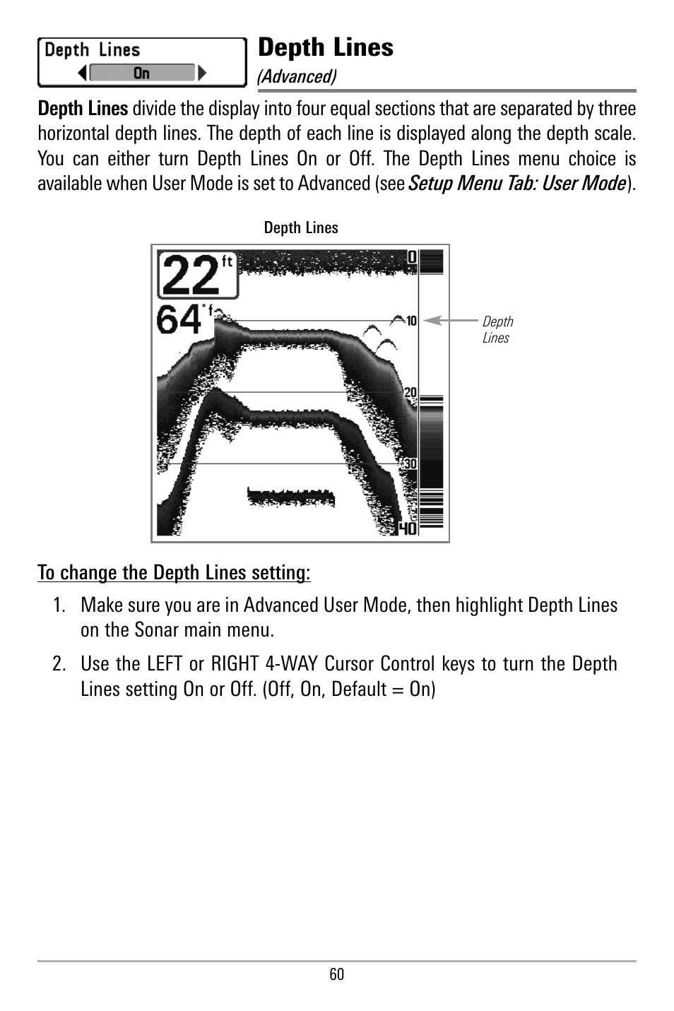 Depth lines | Humminbird 580 User Manual | Page 67 / 134