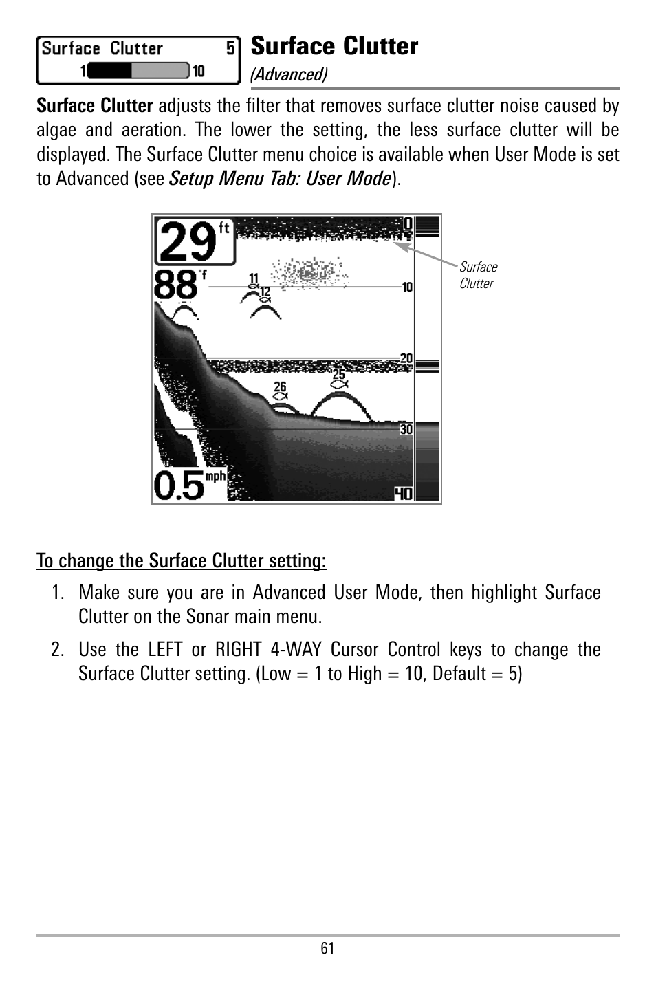 Surface clutter | Humminbird 580 User Manual | Page 68 / 134