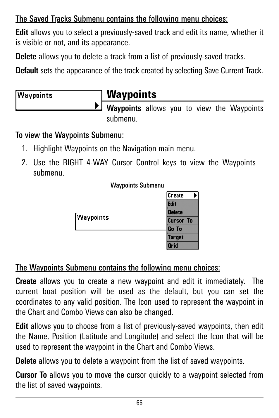 Waypoints | Humminbird 580 User Manual | Page 73 / 134