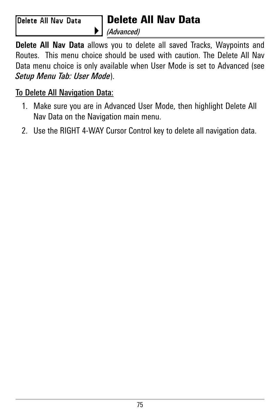 Delete all nav data | Humminbird 580 User Manual | Page 82 / 134