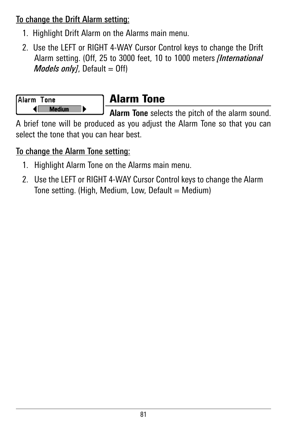 Alarm tone | Humminbird 580 User Manual | Page 88 / 134