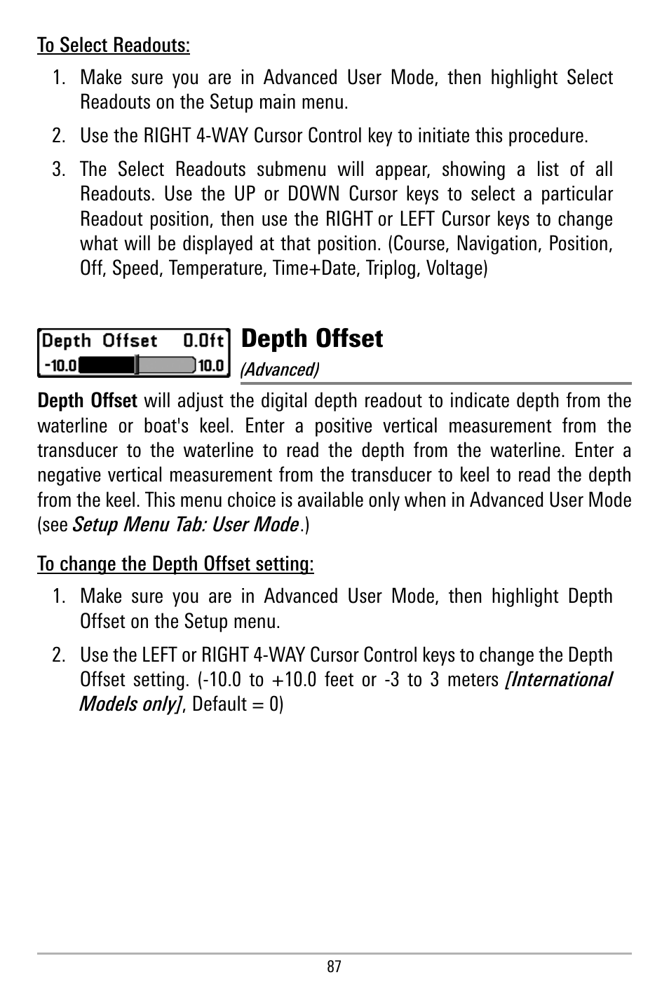 Depth offset | Humminbird 580 User Manual | Page 94 / 134