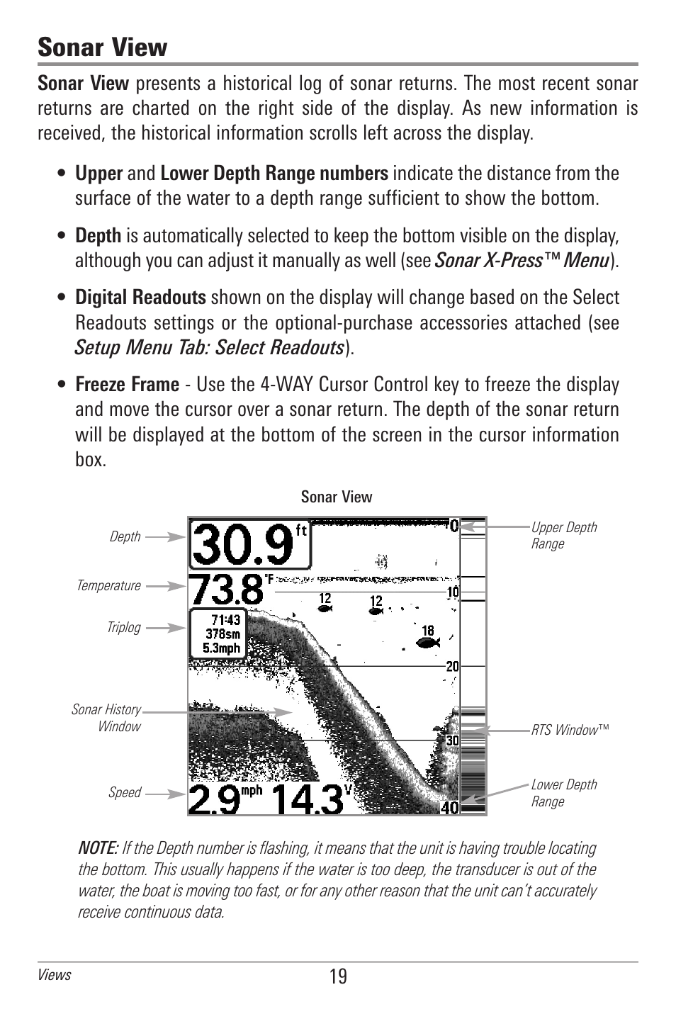 Sonar view | Humminbird 561 User Manual | Page 26 / 83