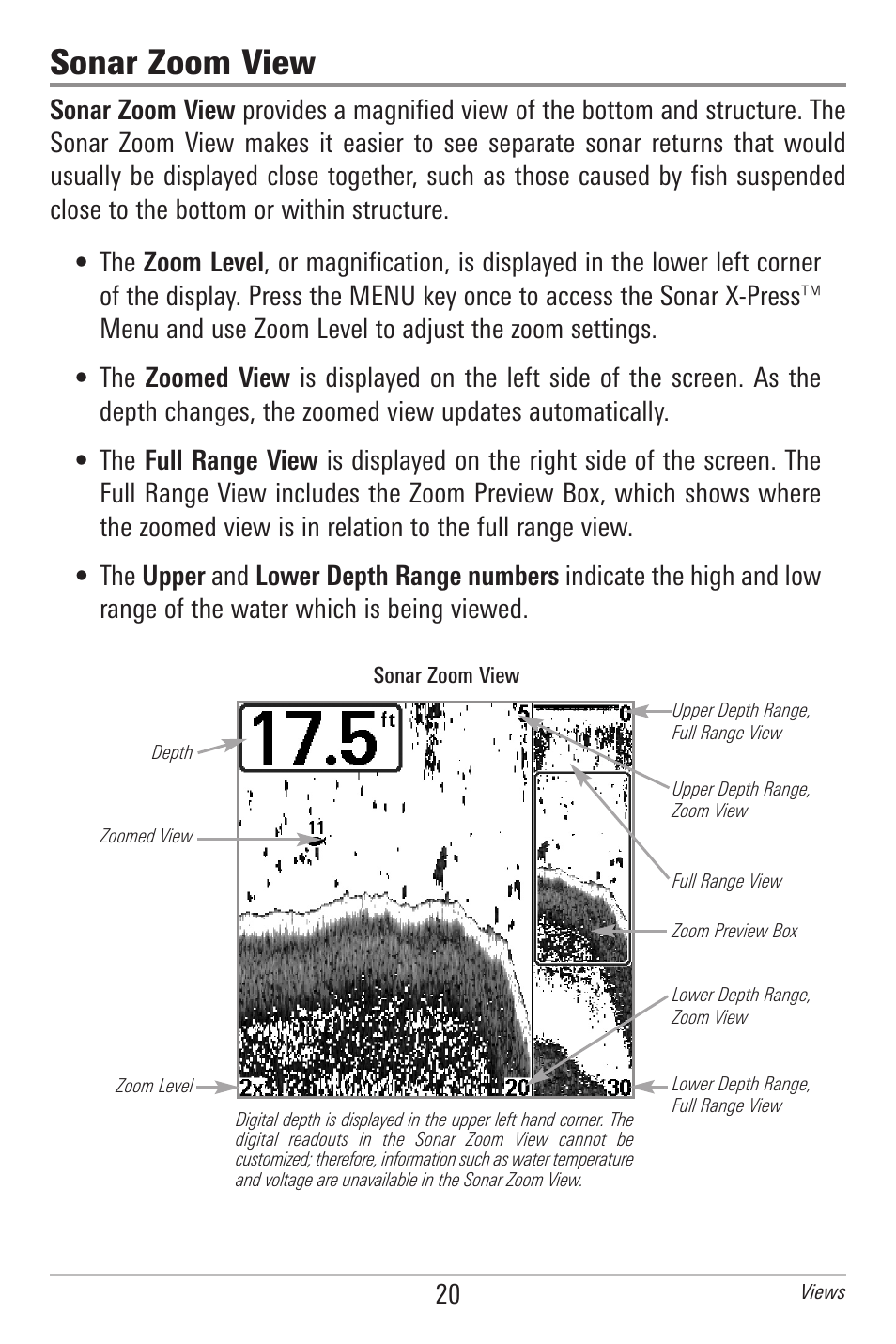Sonar zoom view | Humminbird 561 User Manual | Page 27 / 83