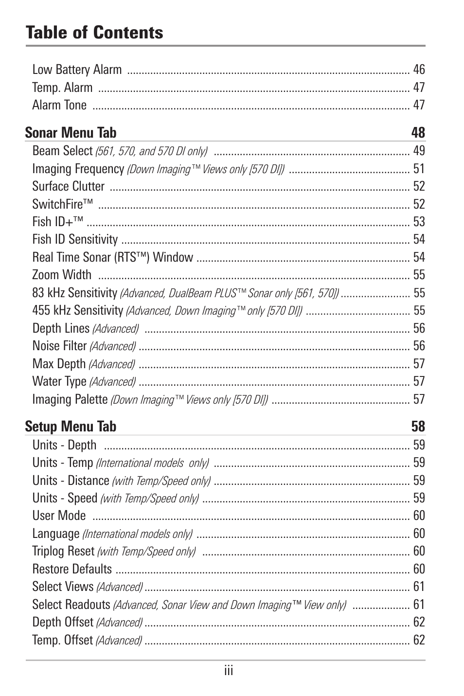 Humminbird 561 User Manual | Page 6 / 83
