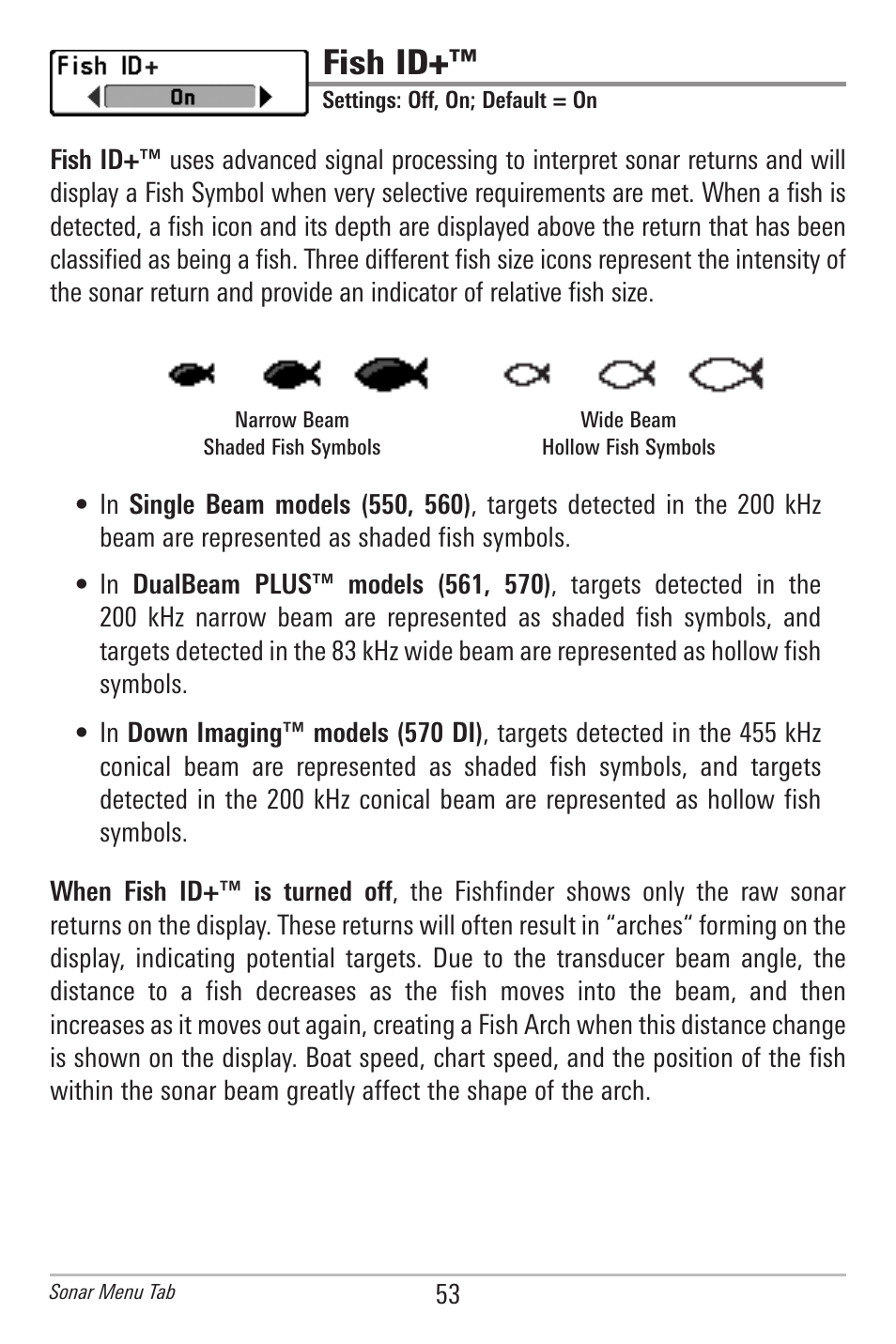 Fish id | Humminbird 561 User Manual | Page 60 / 83
