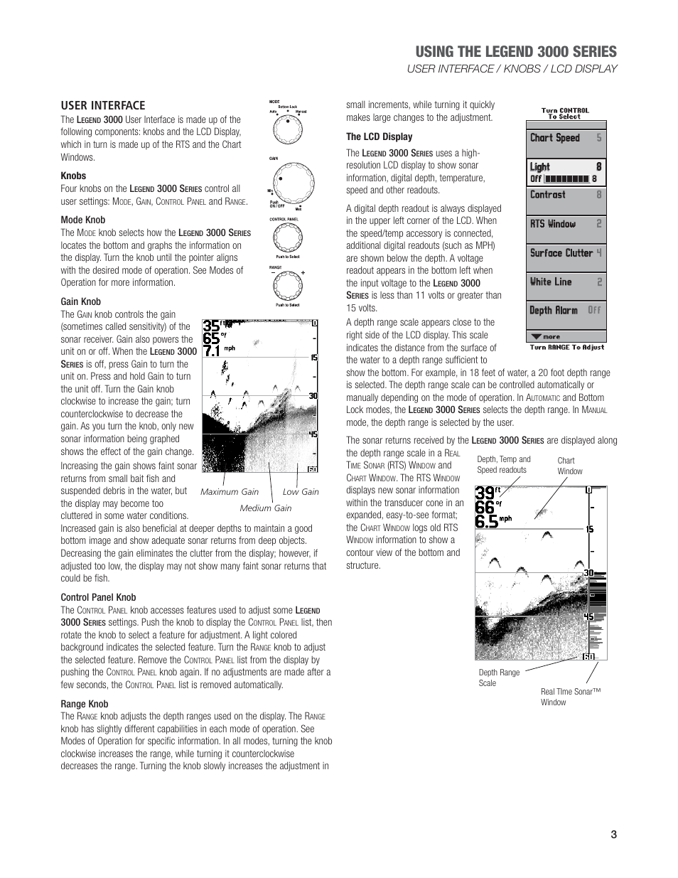 Using the legend 3000 series, User interface | Humminbird Legend 3000 User Manual | Page 5 / 18