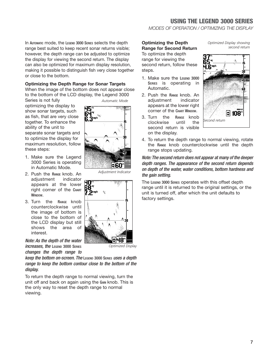 Using the legend 3000 series | Humminbird Legend 3000 User Manual | Page 9 / 18