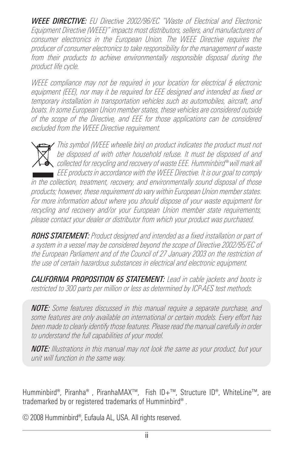 Humminbird PIRANHAMAX 160 User Manual | Page 3 / 52