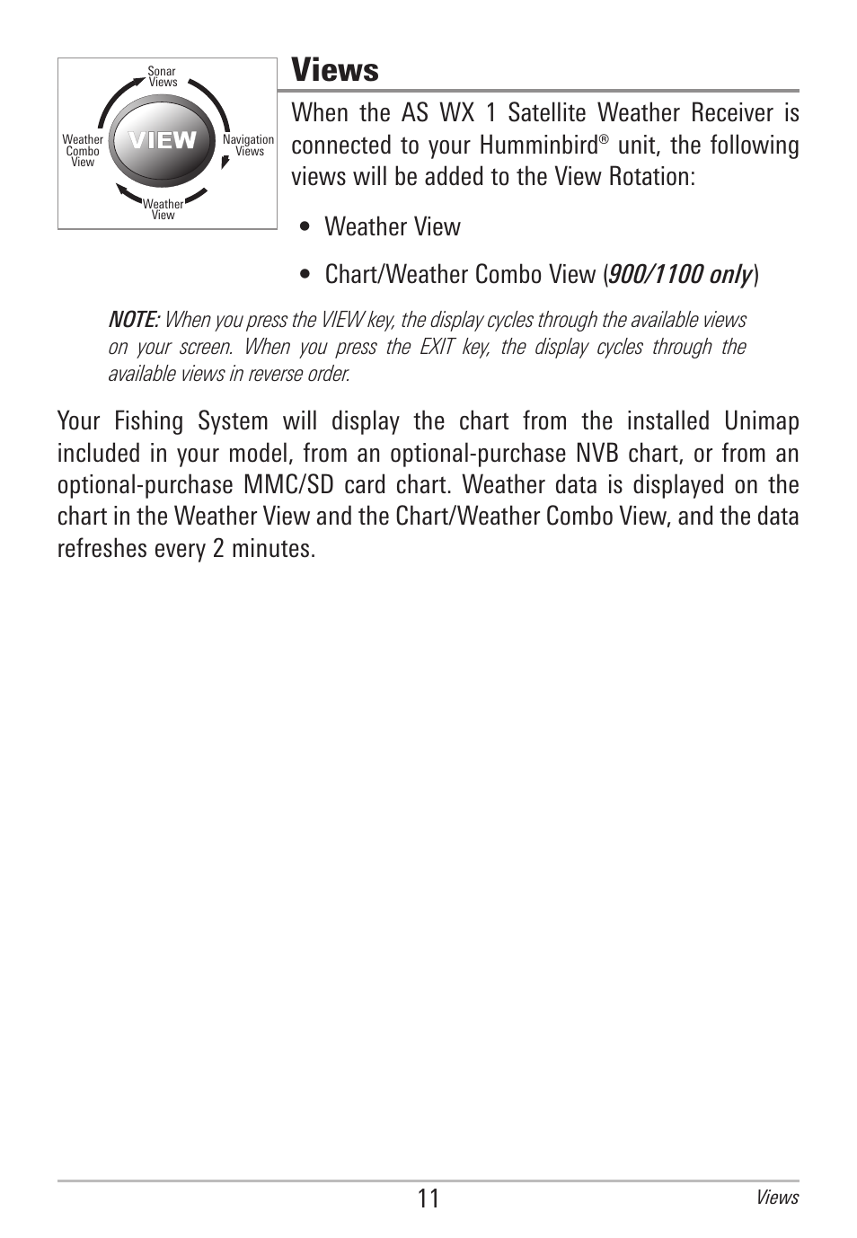 Views | Humminbird AS WX 1 User Manual | Page 17 / 52