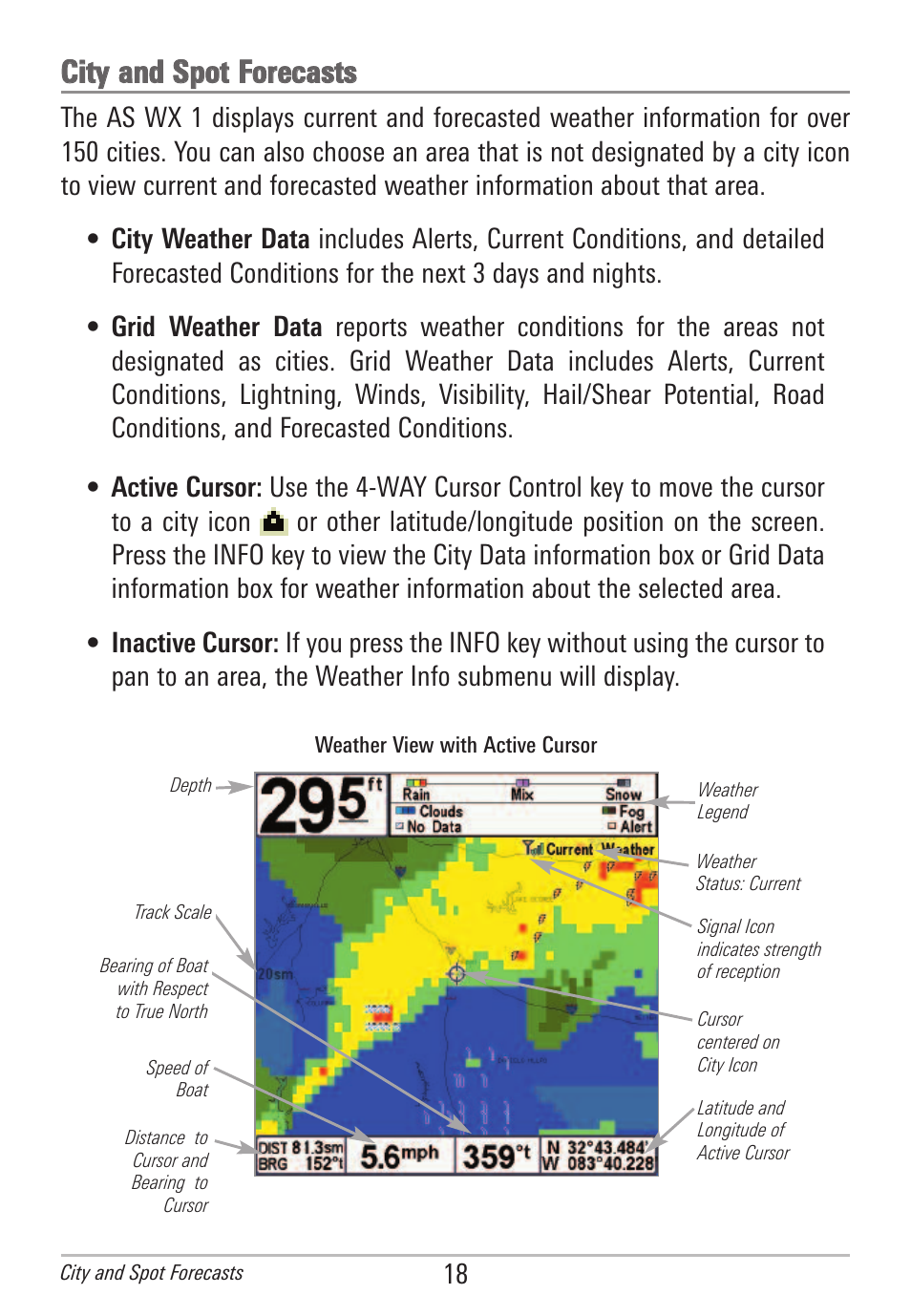 City and spot forecasts | Humminbird AS WX 1 User Manual | Page 24 / 52