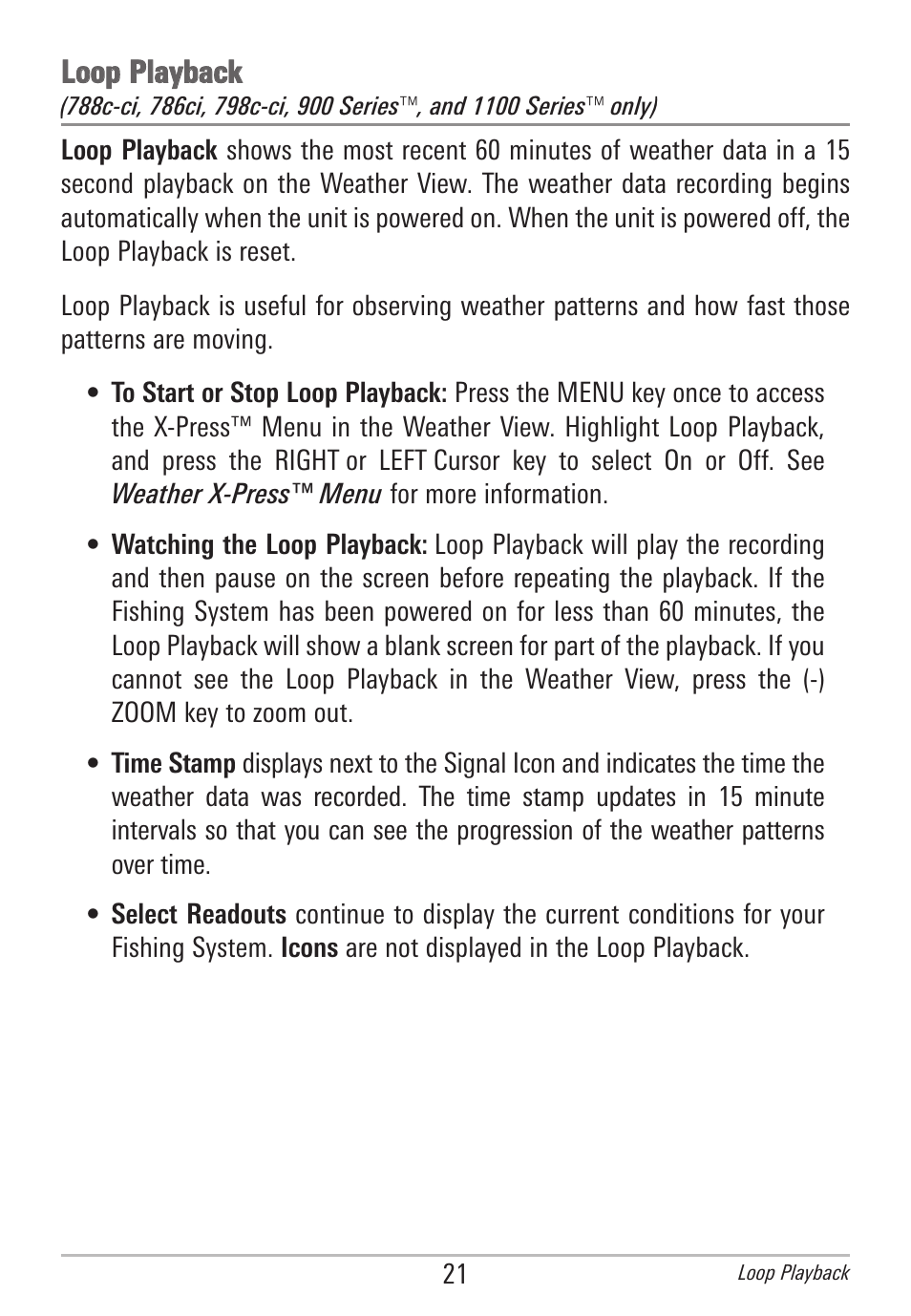 Loop playback | Humminbird AS WX 1 User Manual | Page 27 / 52